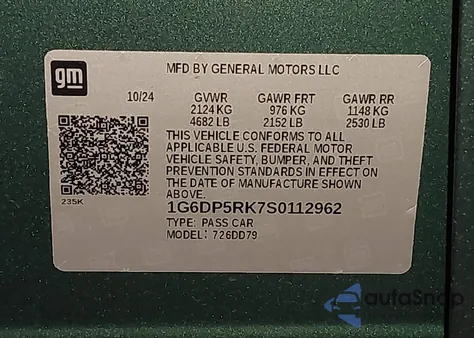 2025 Cadillac Ct5 Sport Rwd из США, поврежденный, VIN 1G6DP5RK7S0112962